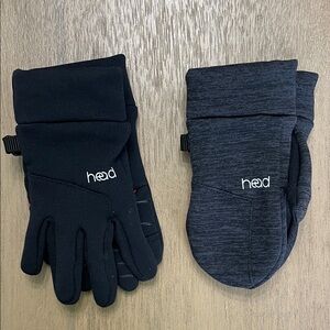Head Black Glove and Heather Gray Mittens Set Toddler